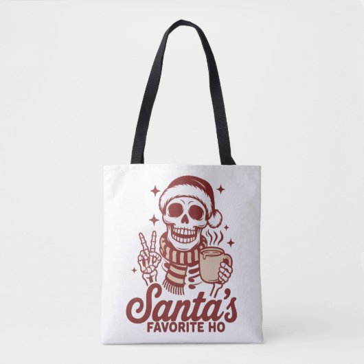 サンタの愛するスケルトンの皮肉クリスマス トートバッグ (正面)