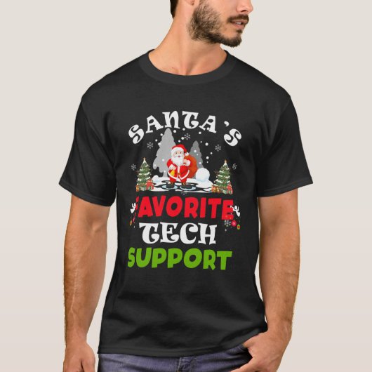 サンタの愛するテクニカルサポート 楽しいクリスマス休暇 Tシャツ (正面)