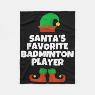 サンタの愛するバドミントン選手 クリスマスの帽子 楽しい フリースブランケット
