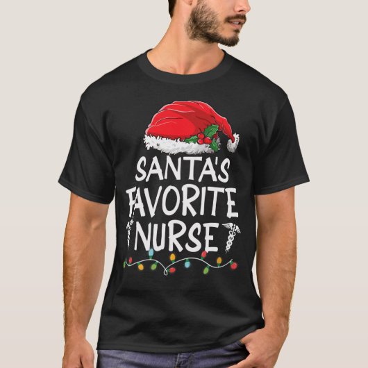サンタの愛する看護師 クリスマス サンタクロース ツリー Tシャツ (正面)