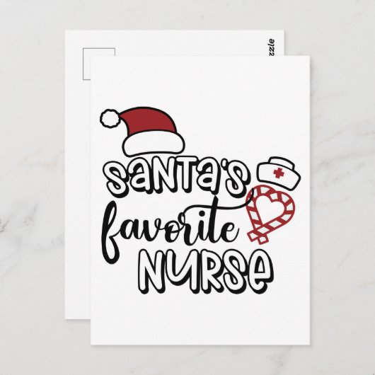 サンタの愛する看護師 感謝のクリスマスシーズン ポストカード (正面/裏面)