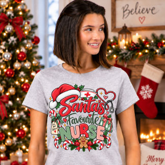 サンタの愛する看護師 楽しいクリスマスの看護師グッズ Tシャツ