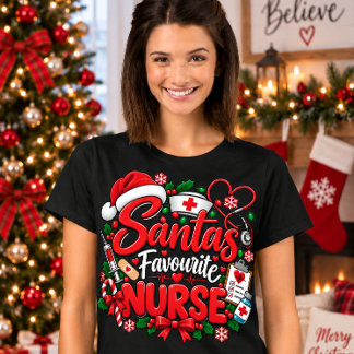 サンタの愛する看護師 楽しいクリスマスの看護師グッズ Tシャツ