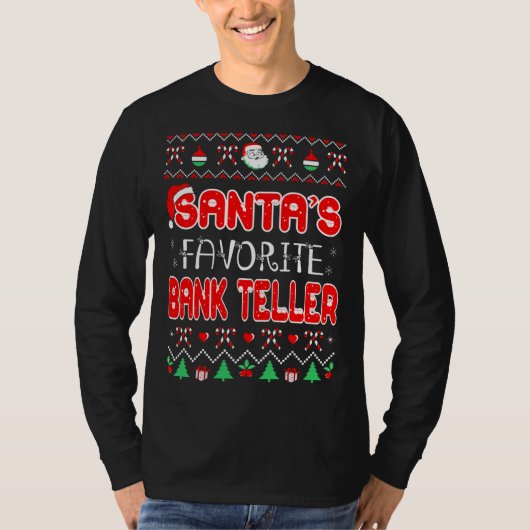 サンタの愛する銀行員 クリスマスアグリーセーター Tシャツ (正面)