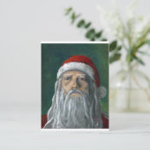 サンタの手塗り、いかめしい顔つき シーズンポストカード (スタンド正面)