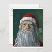サンタの手塗り、いかめしい顔つき シーズンポストカード (正面/裏面)