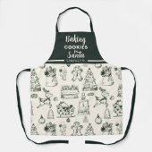 サンタの手描きドードルベーキングクッキー エプロン (正面)