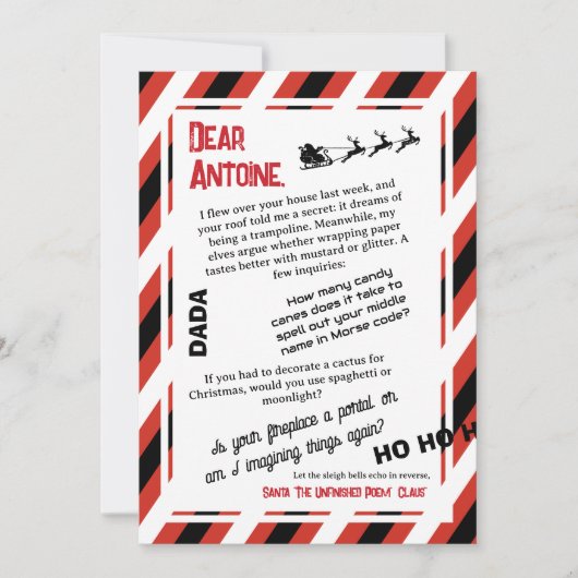 サンタの手紙 忘れられたスレート 招待状 (正面)