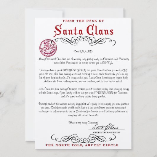 サンタの手紙 招待状 (正面)