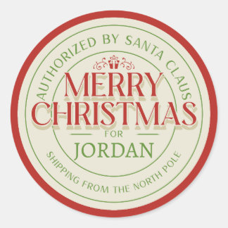 サンタの承認の印パーソナライズされた» North Pole ラウンドシール