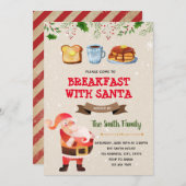 サンタの招待でクリスマスの朝食かわいい 招待状 (正面/裏面)