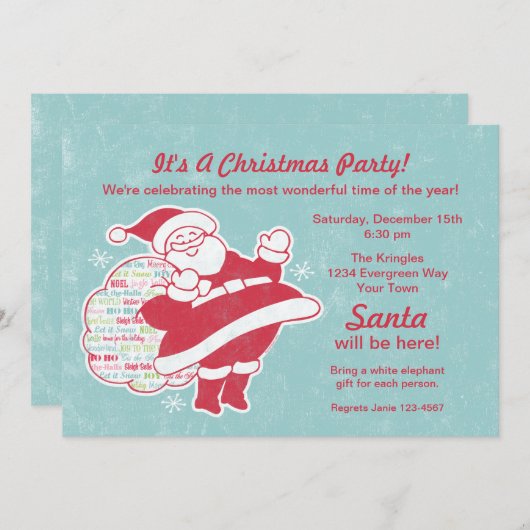 サンタの挨拶のクリスマスのパーティの招待状 招待状 (正面/裏面)
