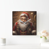 サンタの挨拶 スクエア壁時計 (ホーム)