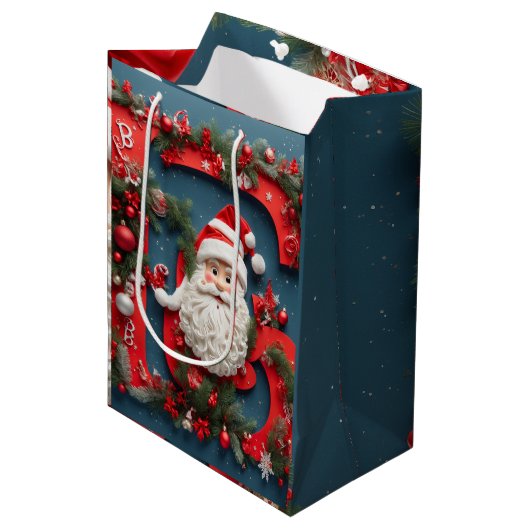 サンタの挨拶 – フルHDプリントのクリスマスプレゼント ミディアムペーパーバッグ (正面アングル)