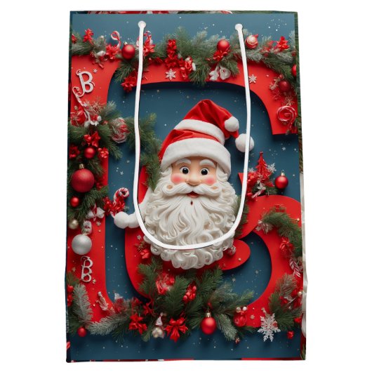 サンタの挨拶 – フルHDプリントのクリスマスプレゼント ミディアムペーパーバッグ (裏面)