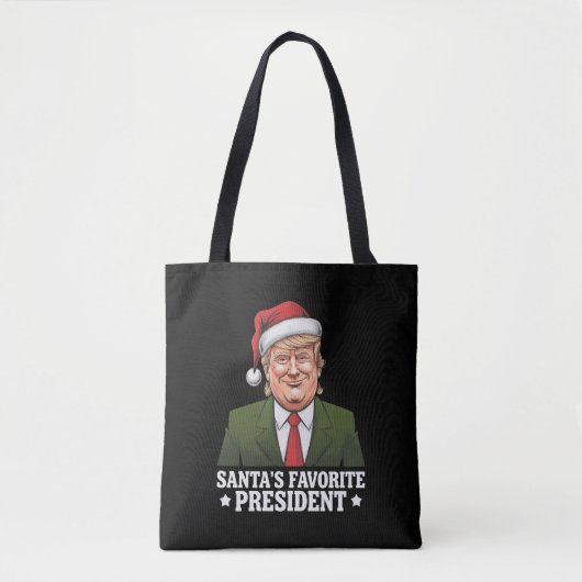 サンタの推し大統領 楽しいトランプのクリスマス トートバッグ (正面)