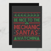サンタの整備士に優しいおもしろい 招待状 (正面/裏面)