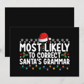 サンタの文法クリスマスを修正する可能性が最も高い 招待状 (正面/裏面)