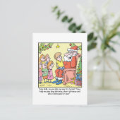 サンタの新しいガラスについてのクリスマスの漫画 シーズンポストカード (スタンド正面)