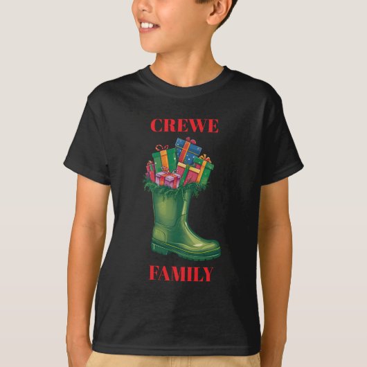 サンタの新しいブーツTシャツをカスタマイズ Tシャツ (正面)