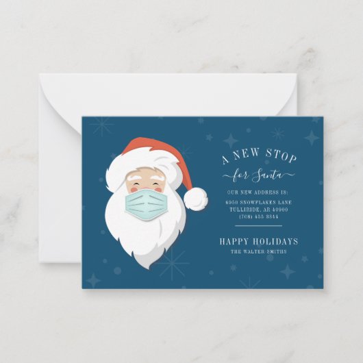 サンタの新しい立ち寄り先 移転のお知らせ ノートカード (正面)