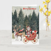 サンタの新そり刺フェイクしゅうメリークリスマス カード (黄色い花)