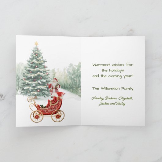 サンタの新そり刺フェイクしゅうメリークリスマス カード (内部)