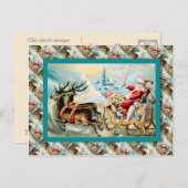 サンタの旅のサンタのヴィンテージクリスマス シーズンポストカード (正面/裏面)