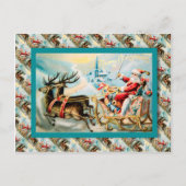 サンタの旅のサンタのヴィンテージクリスマス シーズンポストカード (正面)