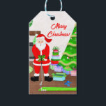 サンタの早期プレゼント - ホールインワン・クリスマス ギフトタグ<br><div class="desc">ゴルフ愛好者への特別なクリスマスカード！ サンタは待ちきれず、この楽しいゴルフグッズを早めにプレゼント！ 当店オリジナルのクリスマスゴルフタグは、サンタのツリーでのパッティングスキルをフィーチャーし、祭りの喜びを届けます。 ギフト、ギフトバッグ、ワインボトルなどに最適です！</div>