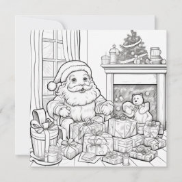 サンタの暖炉のプレゼント 子供たちのぬりえ クリスマス