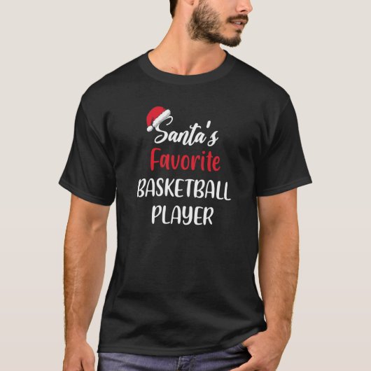 サンタの最も好きなバスケットボール選手 クリスマスバスケ Tシャツ (正面)