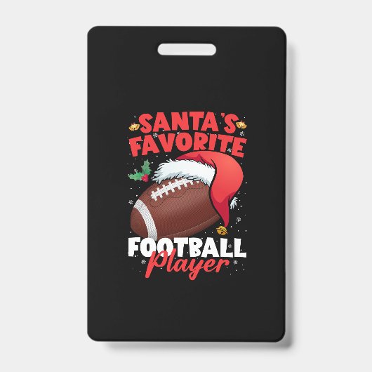 サンタの最も好きなフットボール選手のクリスマスパジャマ バッジ (正面)