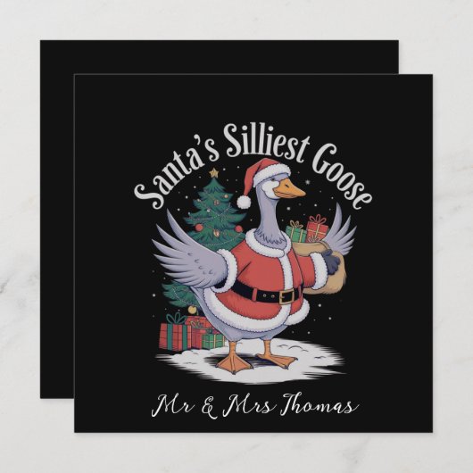 サンタの最も絹のようなガチョウにタッキーなクリスマスストーリー 招待状 (正面/裏面)