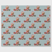 サンタの服を着たクリスマスヨークシャーのテリア犬 ラッピングペーパー (フラット)