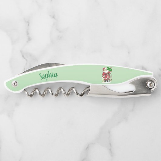 サンタの木の動物メリークリスマスグリーン ソムリエナイフ (裏面)