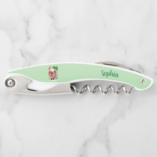 サンタの木の動物メリークリスマスグリーン ソムリエナイフ (正面)