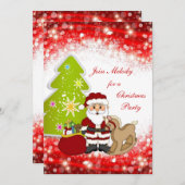 サンタの木はクリスマスのパーティの招待状をからかいます 招待状 (正面/裏面)