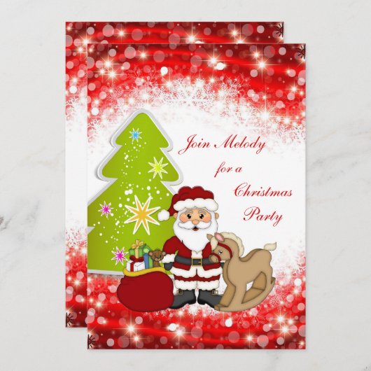 サンタの木はクリスマスのパーティの招待状をからかいます 招待状 (正面/裏面)