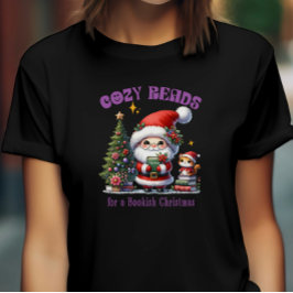 サンタの本好きクリスマスコージーリーディング Tシャツ