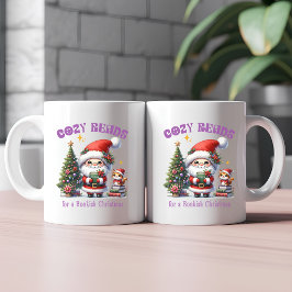 サンタの本好きクリスマスコージーリード コーヒーマグカップ