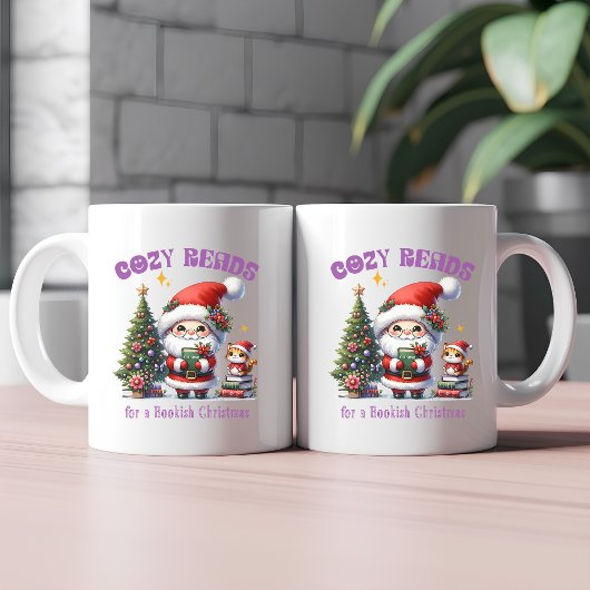 サンタの本好きクリスマスコージーリード コーヒーマグカップ