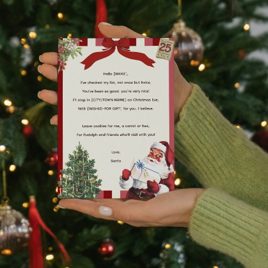 サンタの机からのヴィンテージなクリスマス韻文レター 招待状