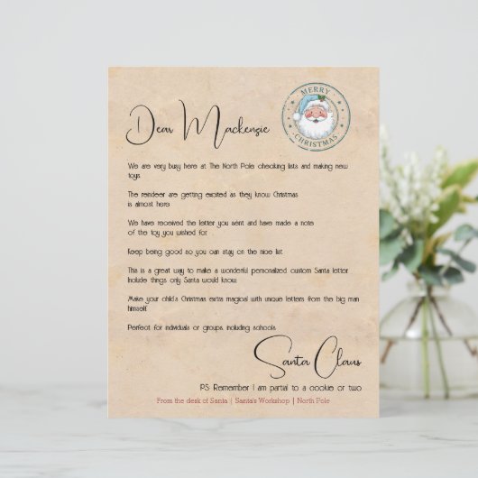 サンタの机からの手紙パーソナライズされた (スタンド正面)