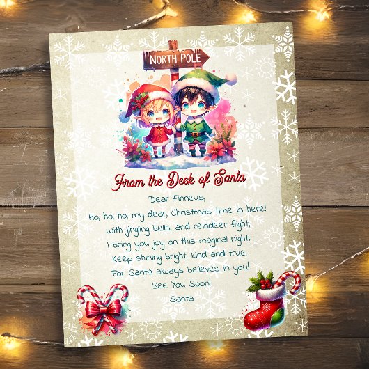 サンタの机から子供へ | アニメ小妖精や小人