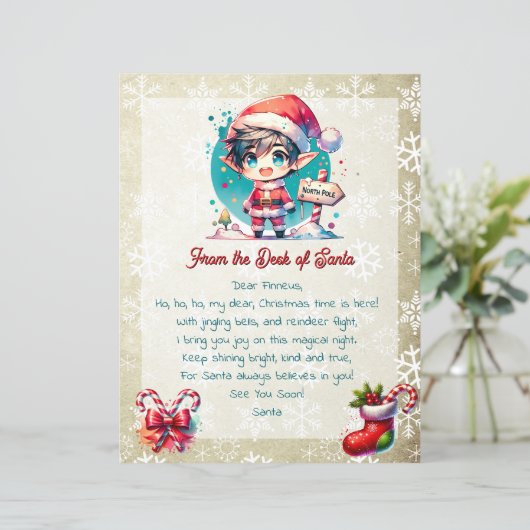 サンタの机から子供へ | アニメ小妖精や小人 (スタンド正面)