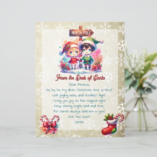 サンタの机から子供へ | アニメ小妖精や小人 (スタンド正面)