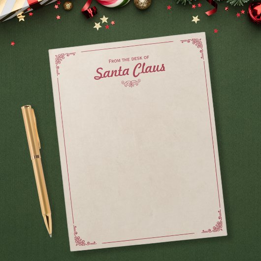 サンタの机から - ビンテージ クリスマス ノートパッド