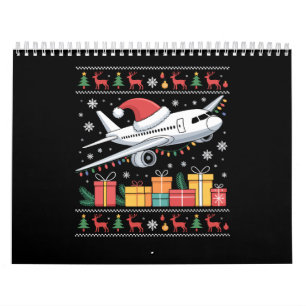 サンタの格好した醜い飛行機のクリスマスイルミネーション カレンダー