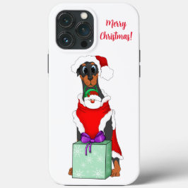 サンタの格好をしたかわいいドーベルマン メリークリスマス iPhone 13 PRO MAXケース